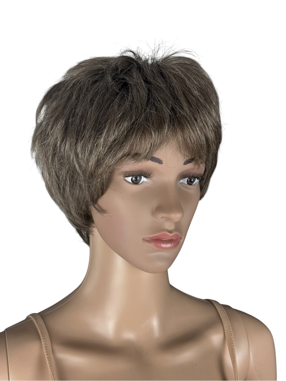 ⁠Paula Young Pixie Wig A5425 Ash Brown Gray 38A Cosplay Halloween Dress Up